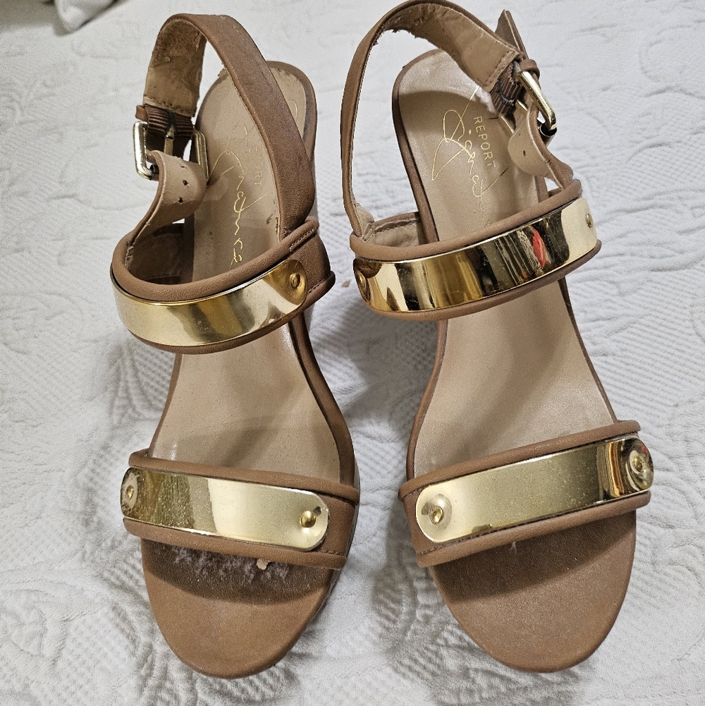 Women’s Brown Sandals with Gold Accents